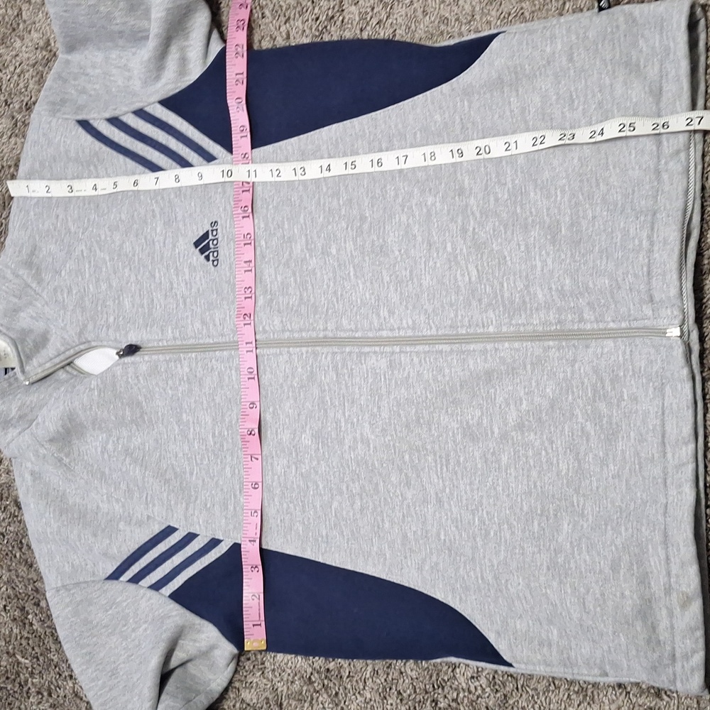 Vintage Adidas Gray/Navy Blue Mesh Lined Zip Up Athletic Jacket-L - Picture 5 of 7